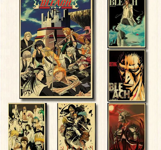 Famoso giapponese Anime BLEACH Retro Art Wall Canvas Poster Classic Bar Cafe Living Room H...