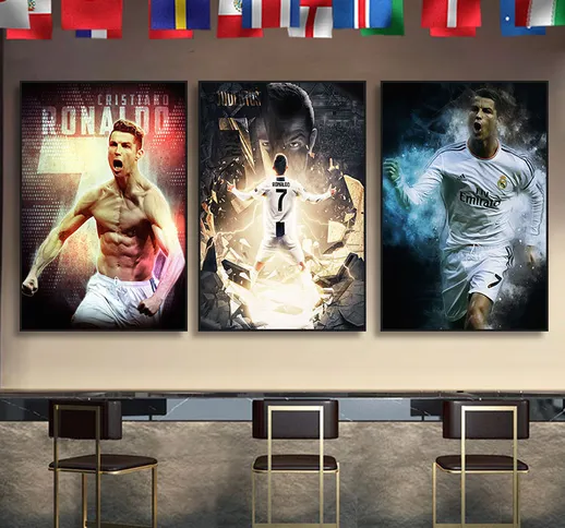 Ronaldo pittura decorativa stella del calcio tema bar bar sala da pranzo appeso a parete p...