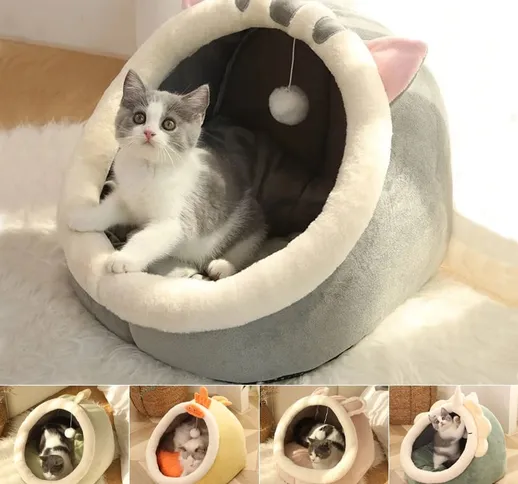 Sweet Cat Bed Warm Pet Basket Accogliente Gattino Lettino Cuscino Gatto Casa Tenda Molto M...