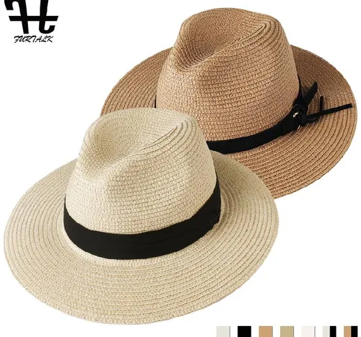 FURTALK Cappello Panama Summer Sun Hats for Women Uomo Beach Cappello di paglia per uomo P...
