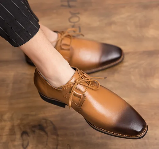 Stile britannico punta a punta in pelle business casual scarpe in pelle stringate scarpe d...