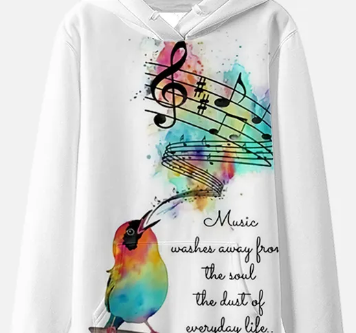 Stampa digitale 3D nota musicale elementi creativi maglione con cappuccio abbigliamento da...