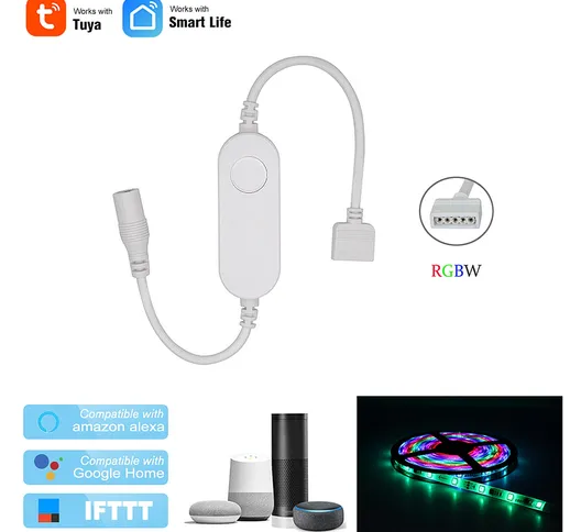 Tuya WiFi LED Smart Controller wireless con interfaccia RGBW Controllo vocale con luce di...