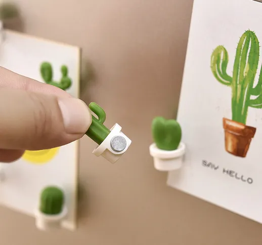 6pcs creativo carino pianta verde cactus magnete da frigorifero assorbimento magnetico mag...