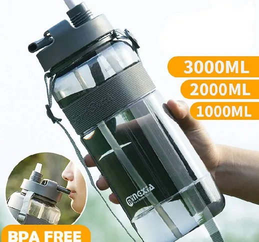2021 Nuova borraccia sportiva per acqua potabile con cannuccia senza BPA 1000 Ml Borraccia...