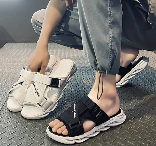Pantofole da uomo moda estiva abbigliamento esterno 2022 nuova personalità versione corean...