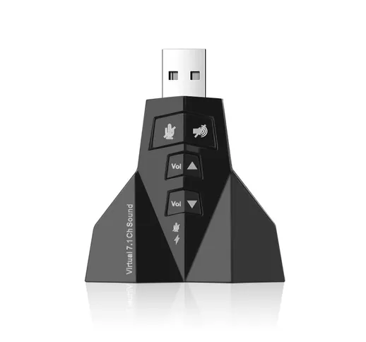 Scheda audio da 3,5 mm, adattatore per scheda audio esterna USB Virtual 7.1 Dual microfono...