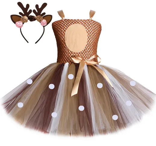 Vestito da alce di Natale per bambini Invia cerchio per capelli Gonne per ragazze Gonna tu...