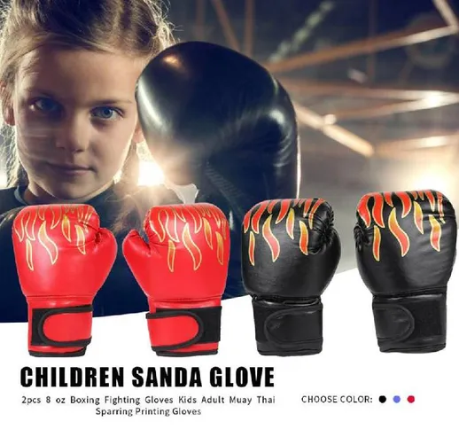 1 paio di guanti da boxe per bambini per bambini Guanti da boxe in pelle PU traspiranti a...