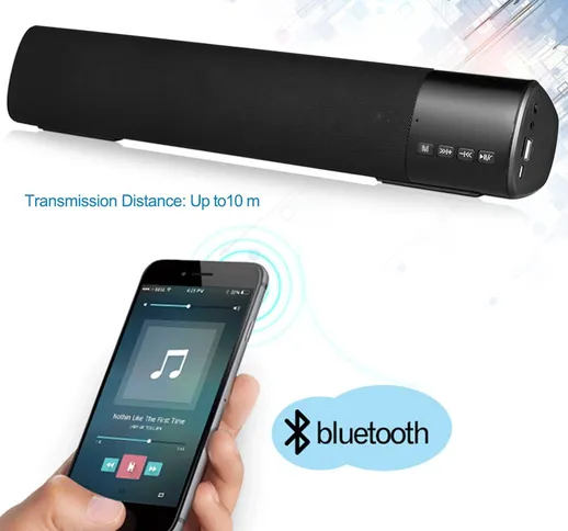 Altoparlante Bluetooth senza fili Lettore musicale stereo portatile Soundbar BT Radio FM S...