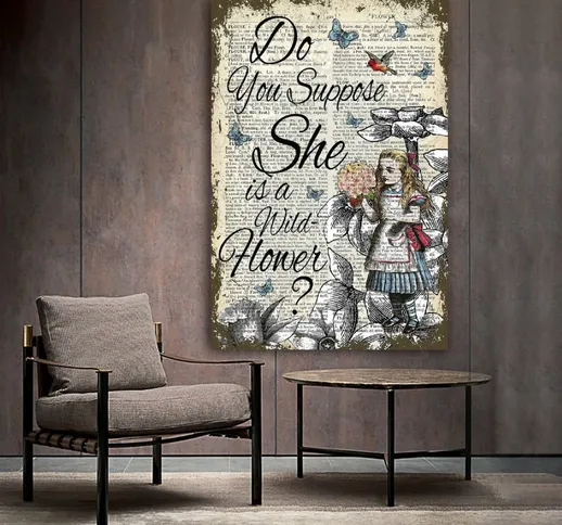 Citazioni Motivazionali Alice Nel Paese Delle Meraviglie Poster Di Fiori Estetica Home Off...