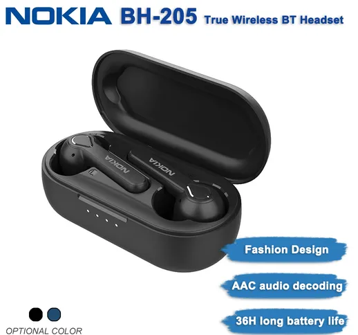 Nokia BH-205 TWS Bluetooth Wireless Auricolare Touch Control Auricolari dinamici Cuffie co...