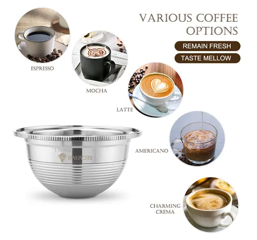 Capsule di caffè in acciaio inossidabile Filtri per cialde Vertuoline Tazza da 70 ml Volum...