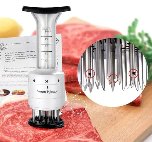 Inteneritore professionale per carne 2 in 1 Iniettore per marinata Barbecue Bistecca per c...