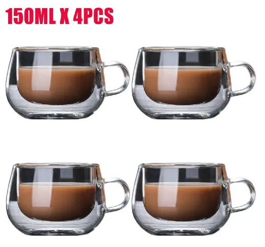 Bicchieri isolanti a doppia parete Tazza da caffè espresso 150 ML Resistente al calore Tè...