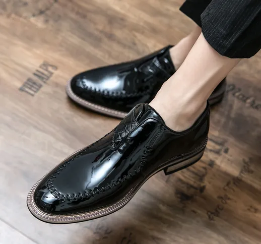 Fibbia della cintura Stile britannico scarpe casual da lavoro in pelle a punta scarpe da u...