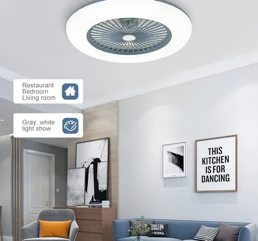 Ventilatore da soffitto con illuminazione LED Velocità del vento regolabile con telecomand...