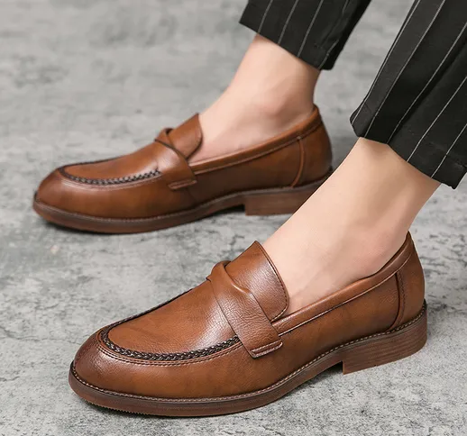 Scarpe da uomo stile britannico scarpe a punta in pelle scarpe da lavoro abbigliamento for...