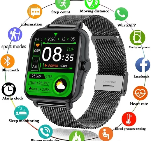 2021 Uomini Smart Watch Bluetooth Call 1.69 Pollici Sport Pedometro Smartwatch Uomo Donna...