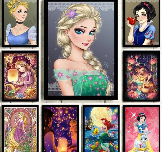 Disney Princess Canvas Painting Alice nel Paese delle Meraviglie Cartoon Girl Wall Art Ani...