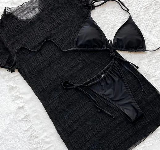 2021 Summer New Vaion Sle Costume da bagno diviso in tinta unita Bikini con spalline + Plo...