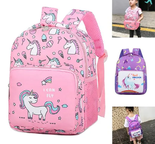 Zaino per bambini con stampa in nylon rosa Studente di scuola materna Viola Cartoon Cute G...