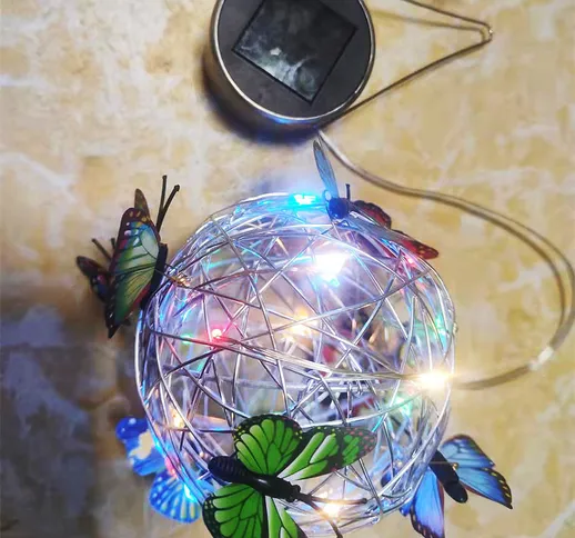 Nuova farfalla solare a LED appesa palla albero cortile esterno giardino lampada decorativ...