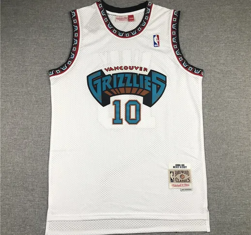 Grizzlies No. 10 Bibby White Retro 98-99 Maglia da basket ricamata Maglia da basket Abbigl...