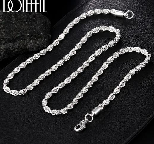 DOTEFFIL 925 Sterling Sier 16/18/20/22/24 Pollici 4mm Corda Intrecciata ena a Collana Per...