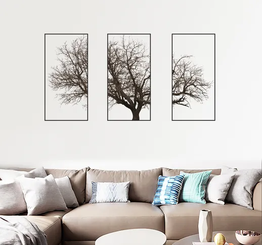 ZCJ078 personalità stile nordico grigio grande albero 3 dipinti soggiorno camera da letto...
