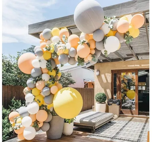 83pcs giallo grigio ghirlanda di palloncini autunno compleanno matrimonio bambino benvenut...