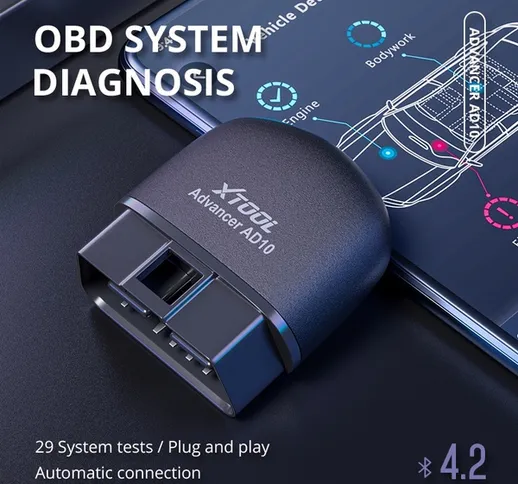 Sensore OBD per auto XTOOL AD10 OBD2 Scanner diagnostico EOBD Bluetooth 4.2 Lettore di cod...