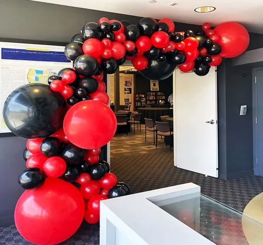 Red Black Balloon Arch Garland Kit-120pcs Red Black Balloons Setup per Baby Shower, addio...