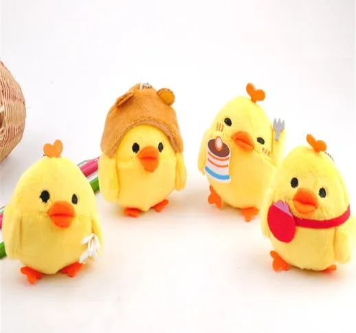 4Designs, BAMBOLA GIOCATTOLO con pollo ripieno, portachiavi regalo in peluche