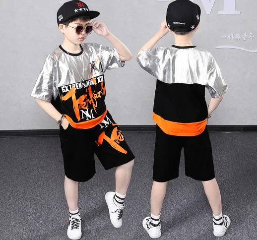 Abiti hip-hop per bambini pantaloncini larghi T-shirt costumi hiphop per bambini ragazzi v...