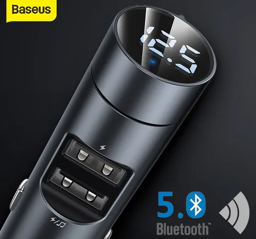 Baseus Energy Column Car Bluetooth MP3 Charger Creative Dual U Digital Display Adattatore...