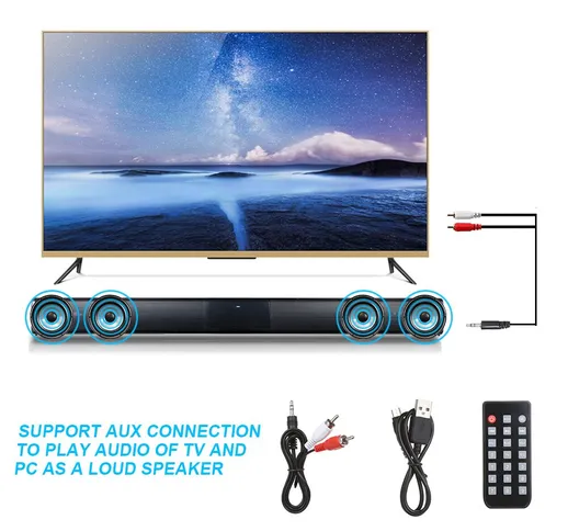 Nuovo BS-28B TV Altoparlante Bluetooth 20W Soundbar Home Theater Wireless 3D Surround Ster...