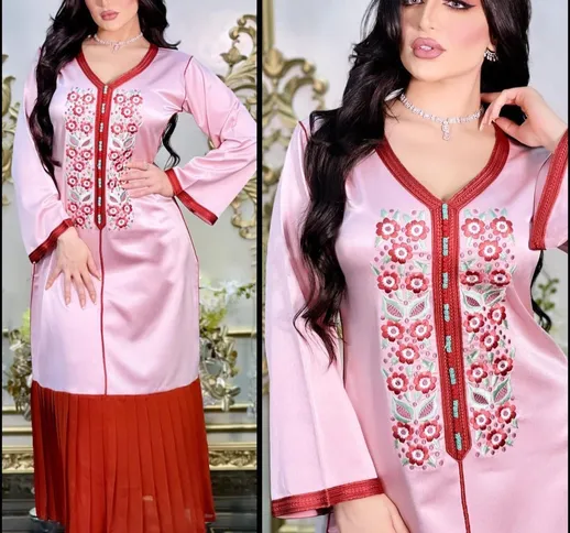 desiderio commercio estero musulmano ricamo medio oriente elegante abito arabo rosa abito...