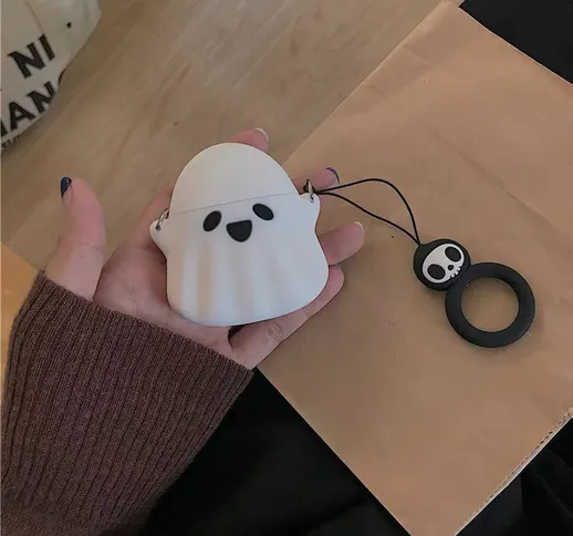 Piccolo fantasma carino custodia per auricolari airpods pro custodia protettiva per aurico...