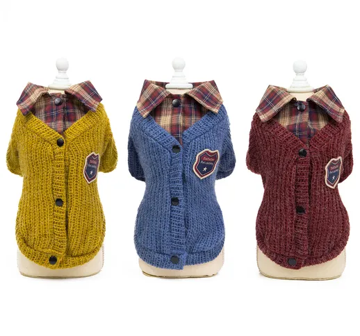 Autunno e inverno nuovo maglione con risvolto lavorato a maglia in due pezzi falso Teddy V...