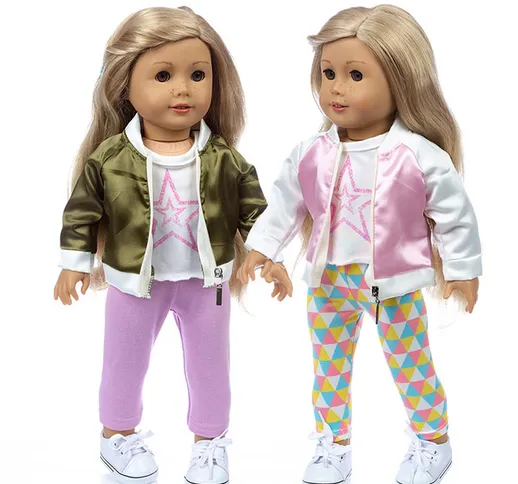 Bambola americana da 18 pollici Shaf Doll Dress Up Accessori Vestiti Giacca glitterata Set...