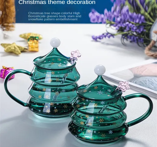 New Glass Star Wish Cup Tazza creativa Tazza per albero di Natale con manico Coppia Tazza...