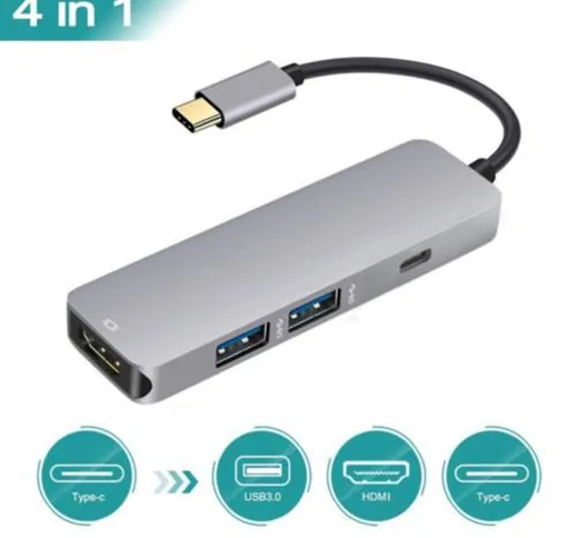 Adattatore multifunzione 4 in 1 HUB USB Type-C Alimentatore Convertitore HDMI