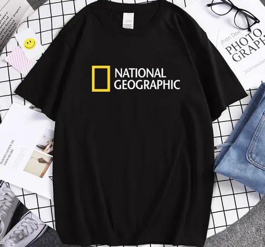 T-shirt da uomo in cotone 100% da uomo della rivista New National Geographic 2021 per capi...