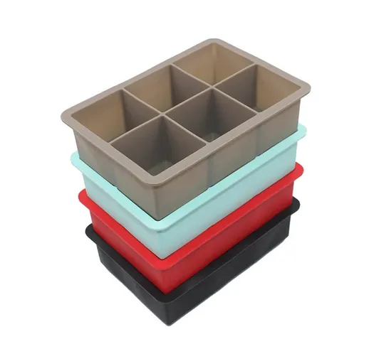 16,5 * 11,5 * 5 cm Forma quadrata Stampo per cubetti di ghiaccio Frutta Ice Cube Maker 6 L...