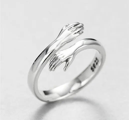 Creative Love Hug Anello color argento Fashion Lady Open Ring Gioielli Regali per gli aman...