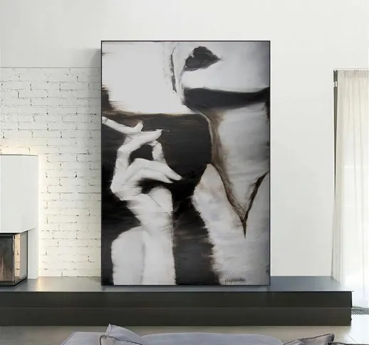 Moderna sexy in bianco e nero che fuma donna tela pittura poster e stampe wall art immagin...