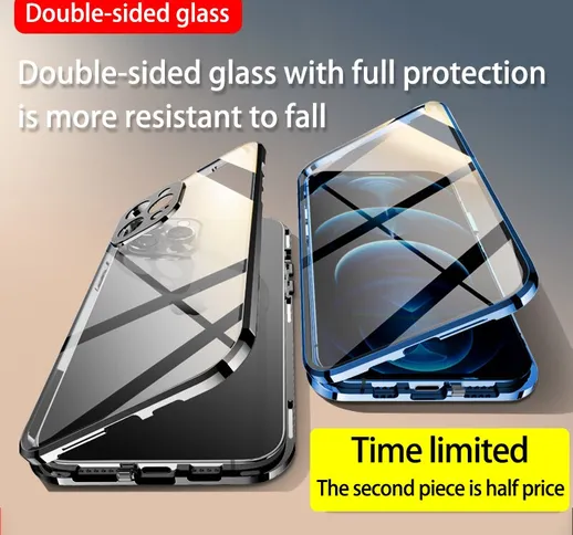 Custodia per iPhone 11, custodia in metallo ad adsorbimento magnetico a 360 ° con protezio...