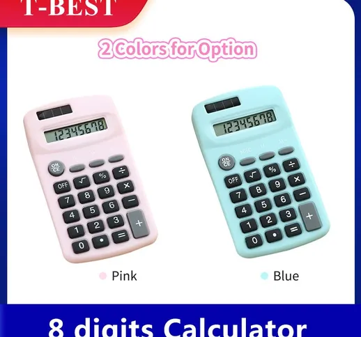 Mini calcolatrice carina, display a 8 cifre, solare e batteria, strumento di contabilità p...