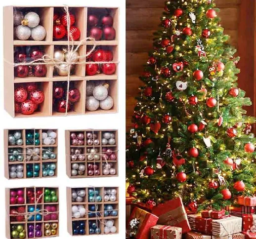 Albero di Natale Ball Boxed Set Baubles Glitter Colorato Regalo di Natale Party Home Garde...